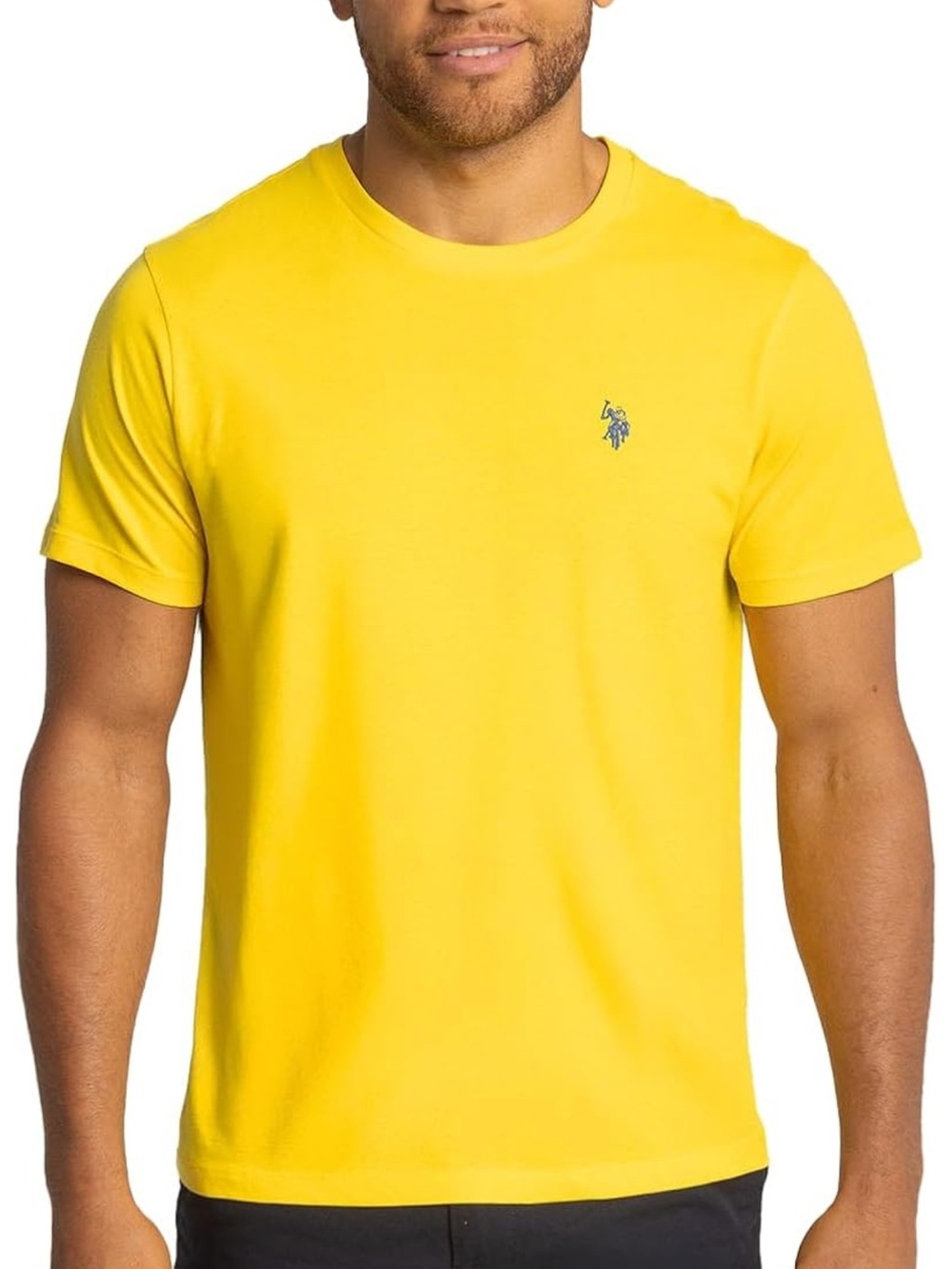 U.S. Polo Assn Yellow V‑Neck Tee – XXL | Sporty | Y2K Logo Revival | 100% Cotton